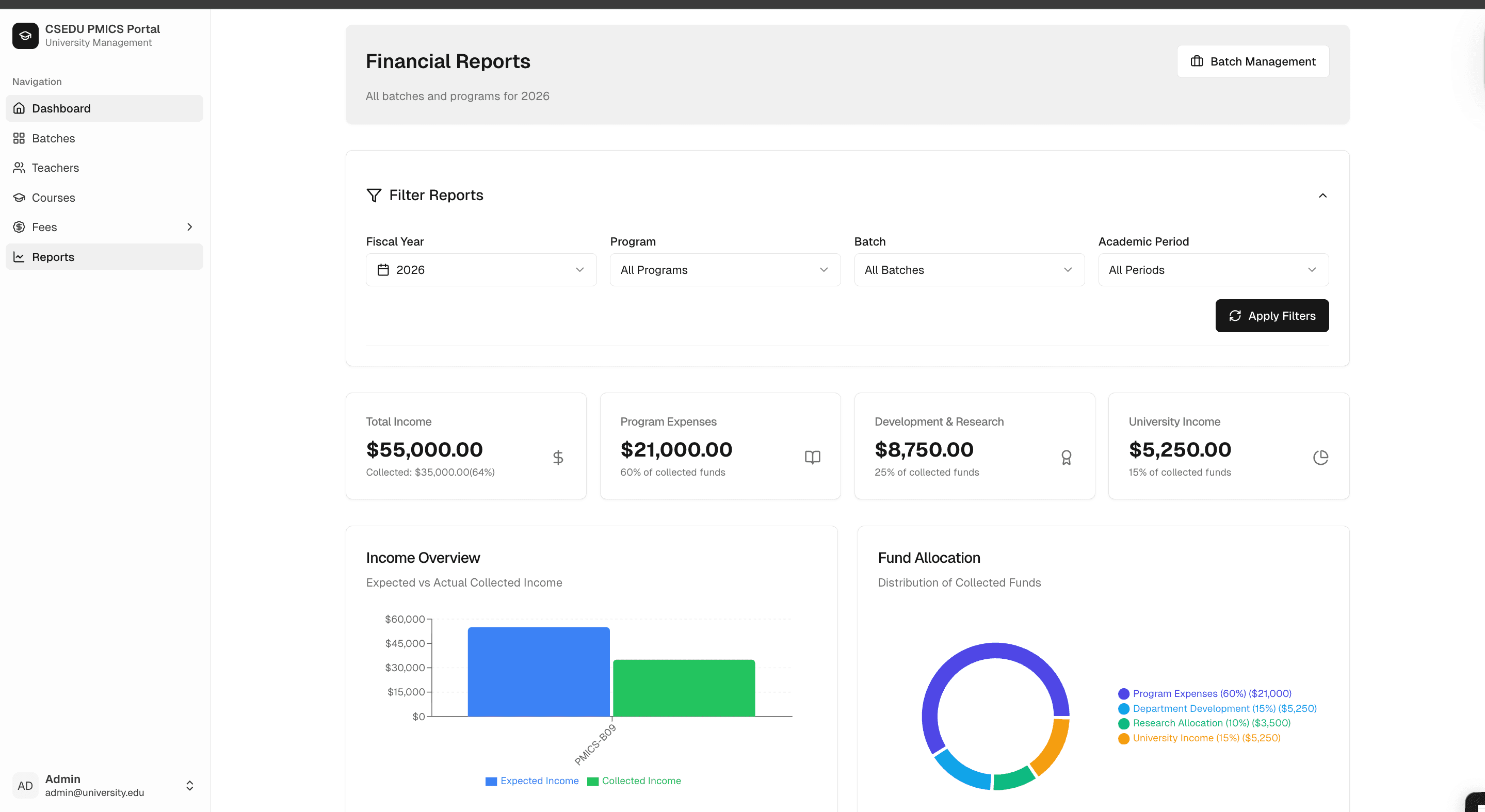 University Fee Management System